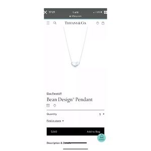 TIFFANY & CO Elsa Peretti Sterling Bean Necklace